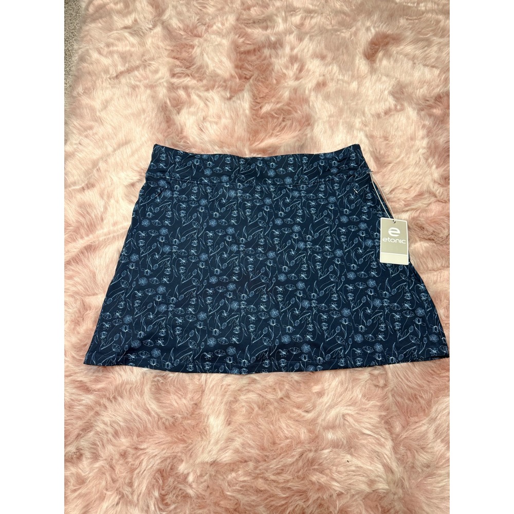 NWT Etonic Golf Skort Navy Blue Floral Print Skirt Athletic Size Large
